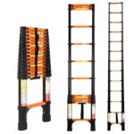 سلم حديد كربوني تلسكوبي مستورد قابل للتعديل بطول 3.9 متر – سلم مفرد موديل: YT-CTS390