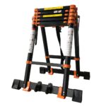 سلم حديد كربوني تلسكوبي مستورد متعدد الجوانب، قابل للتعديل، بطول 3.5 متر، بدرجات من الجانبين موديل: YT-CTA350